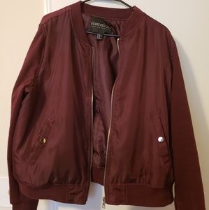 Plus size Burgundy bomber jacket from forever 21